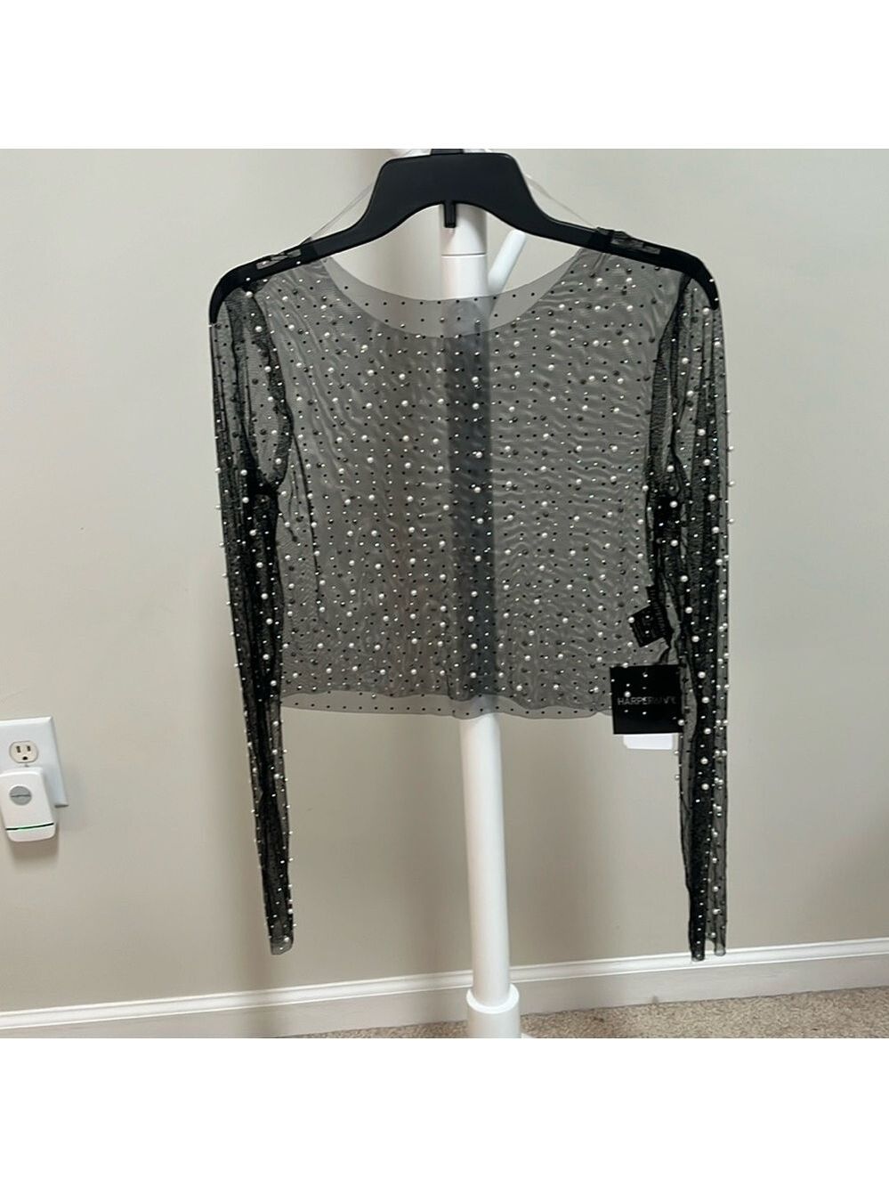 Pearl & Rhinestone Embellished Top - Picture 1 of 9
